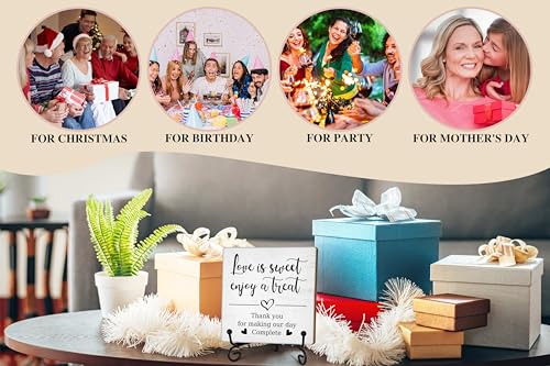 Romantic Wooden Sign With Stand, 'Love Is Sweet Enjoy A Treat' For Dessert Table, Perfect For Wedding, Bridal Shower, Anniversary & Valentine's Day Parties, B17