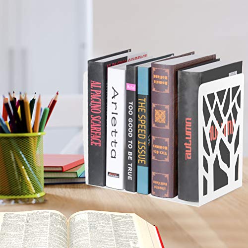 Book Ends for Shelves and Heavy Books - Metal White Bookends 1 Pair - Home Decorative Shelf Holder, Supports, and Stoppers - size: White-1 pair