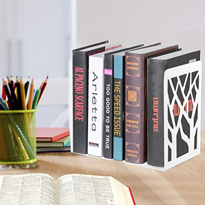 Book Ends for Shelves and Heavy Books - Metal White Bookends 1 Pair - Home Decorative Shelf Holder, Supports, and Stoppers - size: White-1 pair