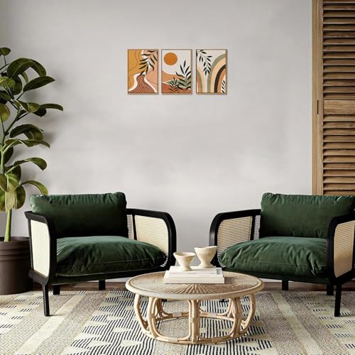 Boho Sun Leaf Abstract Framed Canvas Wall Art Set of 3, 12x16 inch - color: Sun Leaf, size: 12"x16"Natural