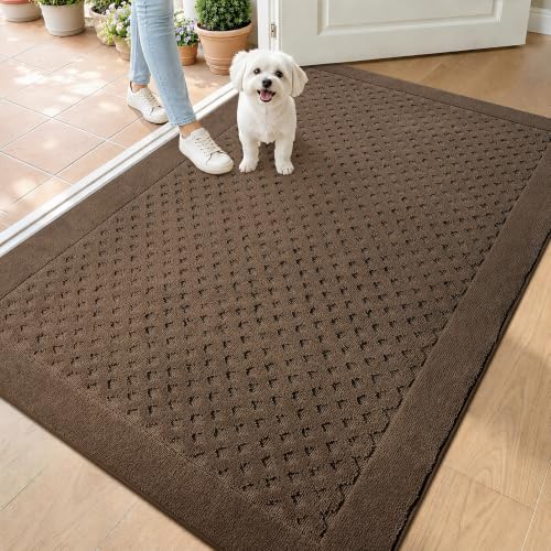 Dirt Trapper Door Mat 36"x 60", Non-Slip Entryway Rugs, Brown - color: Brown, size: 36" x 60"