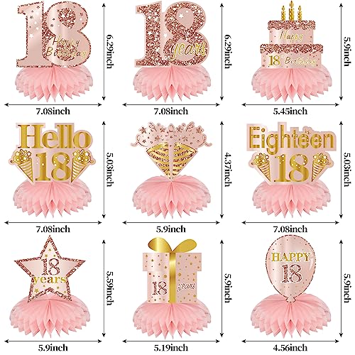 Turypaty Happy 18th Birthday Honeycomb Table Centerpieces Decorations Girls - style: Pink Rose Gold 18th