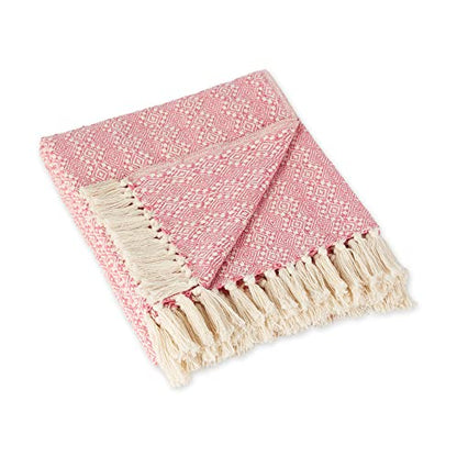 DII Diamond Stitch Woven Throw, Organic Modern, 50 x 60, Rose - color: Rose