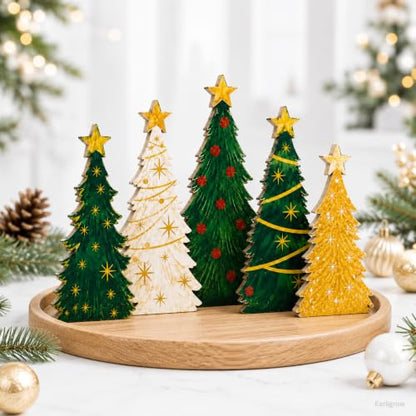 Christmas Decorations Indoor, 5 Pcs Rustic Christmas Star Tree Home Decor
