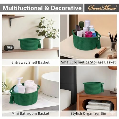 Small Gift Basket Empty to Fill with Gifts Bag & Ribbon, Green - color: Forest Green, size: 1 Pack