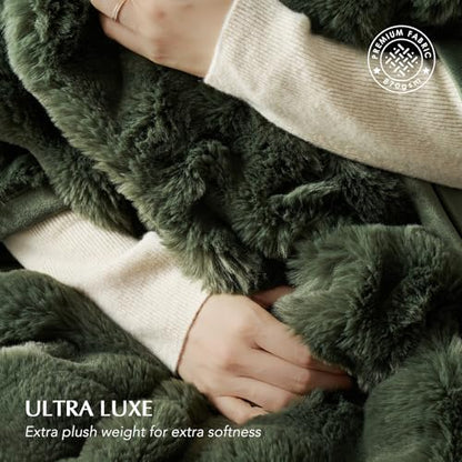 EverGrace Faux Rabbit Fur Bubble Throw Blanket, 60"x80", Green - color: Solid Green, size: 60"x80"