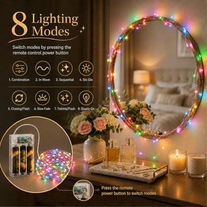 16FT 50LED Fairy Lights Battery Operated (Included), 2 Packs - color: Multicolor, size: 2 Pack - Batteries Included