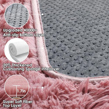 Blush Area Rugs for Bedroom Living Room, Fluffy 4x6 Girls Kids Bedside Rug - color: Blush, size: 4' x 6' (Rectangular)