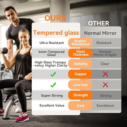 Hasipu 71" x 24" Home Gym Mirror 360° Swivel on Wheels, White - size: 71"L x 24"W