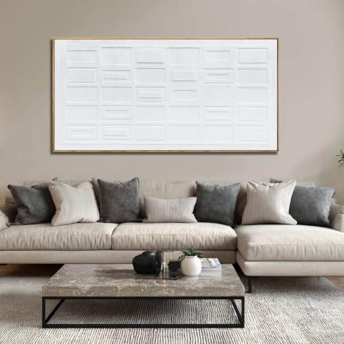 Large White Wall Decor Abstract Wall Art 3d Texture For Living Room 29x58in - color: White, size: 29x58