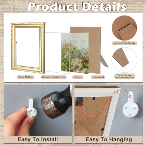 Qunclay 10 Pack Vintage Picture Frames Wall Ornate Antique, Simple Style - style: Simple Style