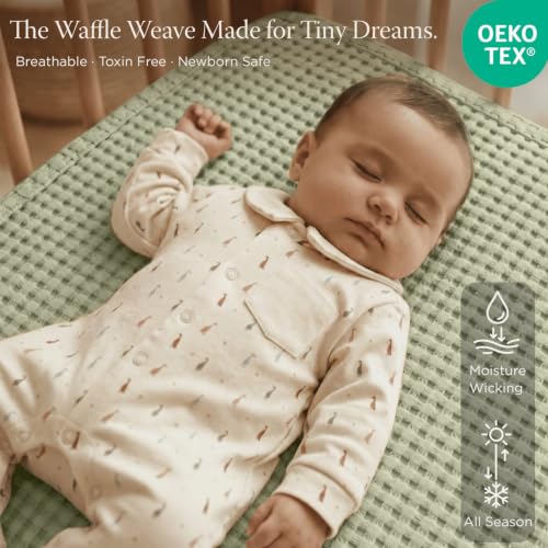 Threadmill Waffle Swaddle Blanket, Rayon Derived from Bamboo, Sage Green - color: Sage Green, size: Swaddle (41" x 37")