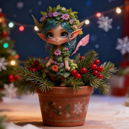 Christmas Elves Statue Accent with Outdoor Decorative Figurine Tabletop Ornament with Decor for Home Holiday(Green) - color: Green