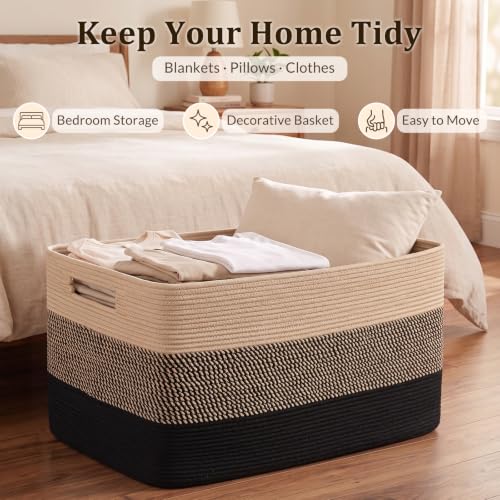 OIAHOMY 108L Extra Large Blanket Basket Dog Toy Basket Yellow Black - color: Yellow Black