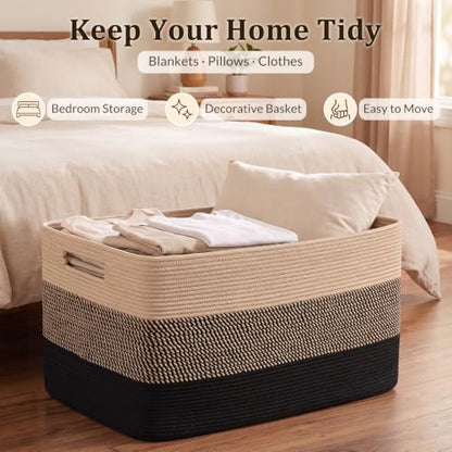OIAHOMY 108L Extra Large Blanket Basket Dog Toy Basket Yellow Black - color: Yellow Black
