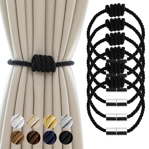 Curtain Tiebacks Magnetic Decorative Rope Tie Backs Holdbacks Contoeey - color: Black