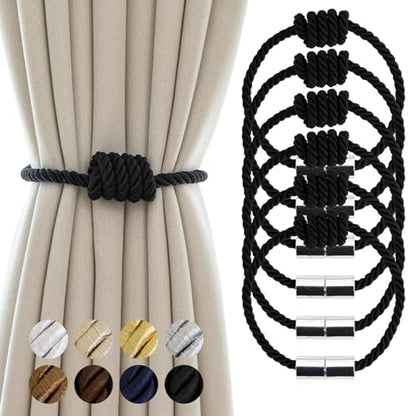 Curtain Tiebacks Magnetic Decorative Rope Tie Backs Holdbacks Contoeey - color: Black