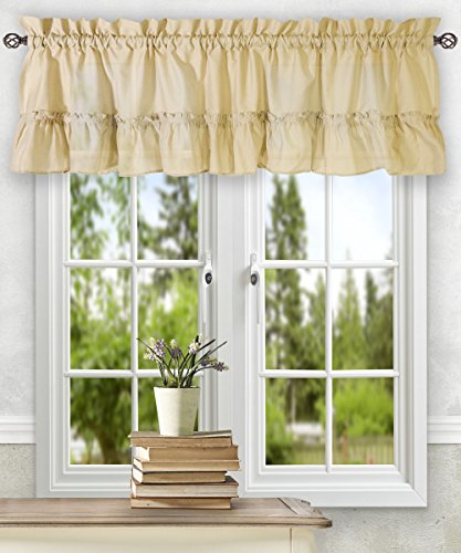 Ellis Curtain Stacey 54-by-13 Inch Ruffled Filler Valance (Almond) - color: Almond