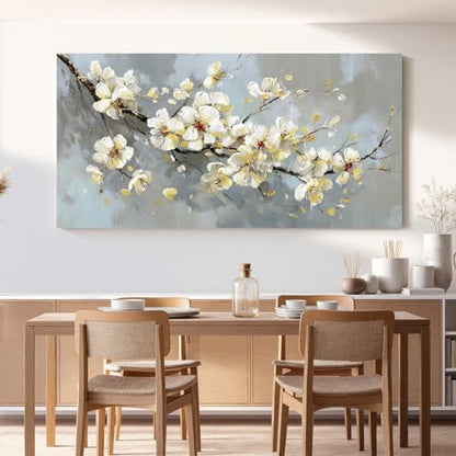 YISXINOAG Beige Flower Floral Wall Art Modern Painting Canvas Print 29"X58" - color: grey beige, size: 58"L x 29"W