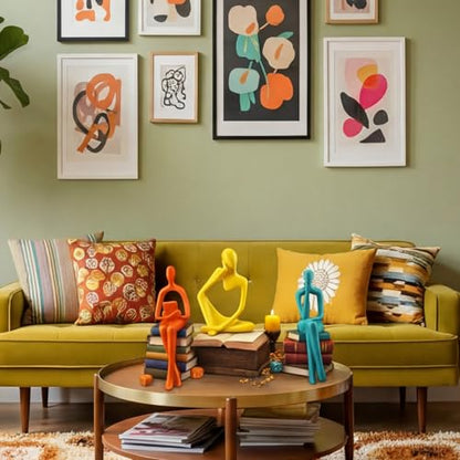 AceOrbit 3 Pcs Mid Century Modern Decor, Thinker Statues Bookshelf Decor - style: Thinker