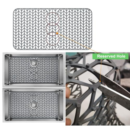 AWOKE Silicone Sink Protectors for Kitchen Sink 24x12.5in 3 Reserved Holes - size: 24 x 12.5