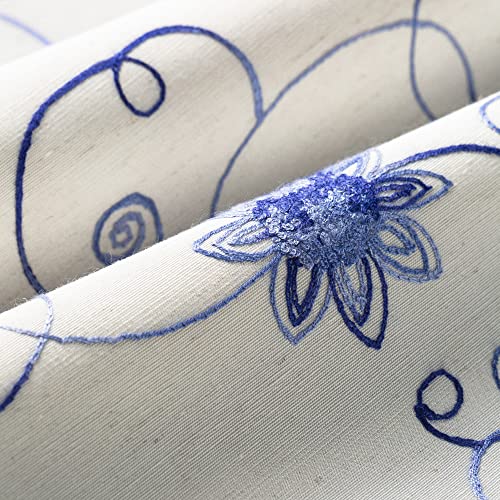 VOGOL Blue Floral Vine Embroidered Window Valance, 52 x 14, 1 Panel - color: Hy-blue, size: 52"W x 14"L (Pack of 1)