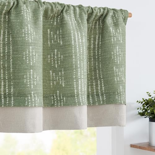 jinchan Striped Kitchen Valance 18 Inch Modern Boho 1 Panel Green - color: Boho Green, size: 50"W x 18"L (Pack of 1)