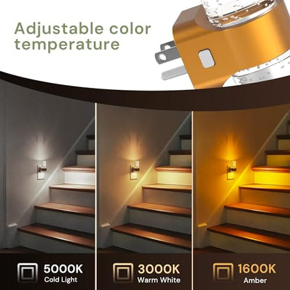 L LOHAS LED Night Lights Plug into Wall, 2 Pack Mini Dimmable Night Light - color: Gold Ring-3CCT-Mini, size: 2 Pack