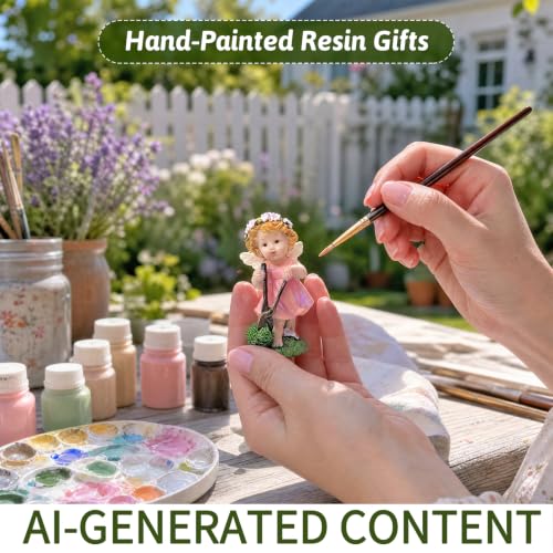 XJar Garden Fairy Figurine, Hand Painted Resin Yard Decor Statue - color: Flower Fairy Gardener-pink