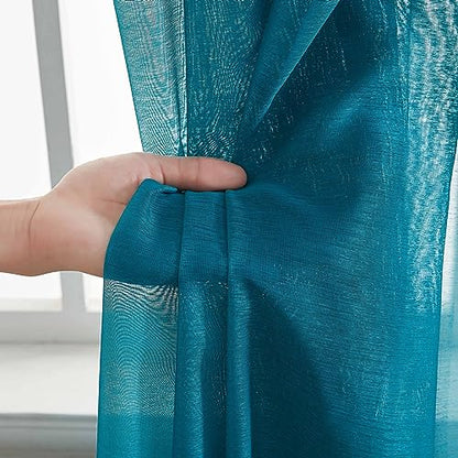 HLC.ME Semi Sheer Grommet Curtains, 2 Panels, 54x72 Inch, Aqua Blue Teal - color: Aqua Blue (Teal), size: 54"W x 72"L (Pack of 2)