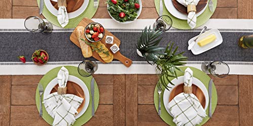 DII Dobby Stripe Table Runner, 13x72 Black & Cream Background - color: Black, size: 13x72"