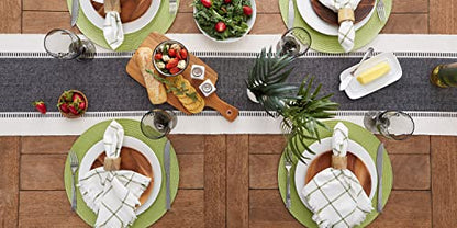 DII Dobby Stripe Table Runner, 13x72 Black & Cream Background - color: Black, size: 13x72"