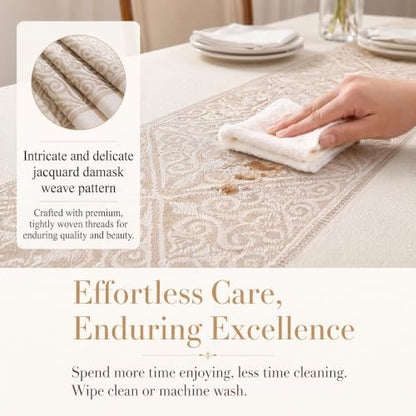 Square Linen Tablecloth Luxury Totem Spillproof Cloth, 55x55 Inch - color: Beige Nel, size: 55"x55"fits 4 seats (table length 31"-37")
