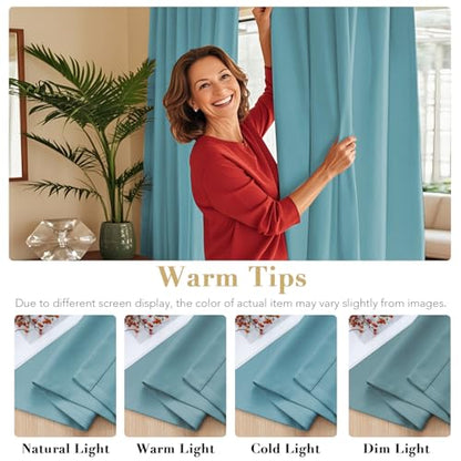 H.VERSAILTEX Blackout Curtains Thermal Insulated Window Treatment Panels Room Darkening Blackout Drapes for Living Room Back Tab/Rod Pocket Bedroom Draperies, 52 x 72 Inch, Aqua, 2 Panels - color: Aqua, size: 52"W x 72"L (Pack of 2)