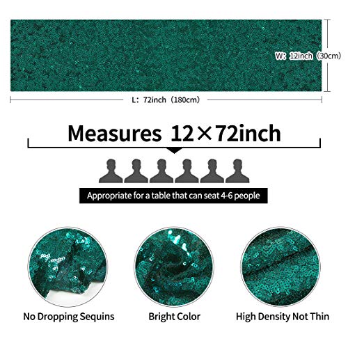 Pufogu 12 x 72 inches Hunter Green Sequin Table Runner, 2 Packs - color: Hunter Green