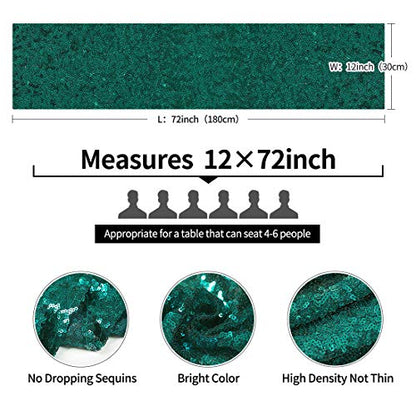 Pufogu 12 x 72 inches Hunter Green Sequin Table Runner, 2 Packs - color: Hunter Green