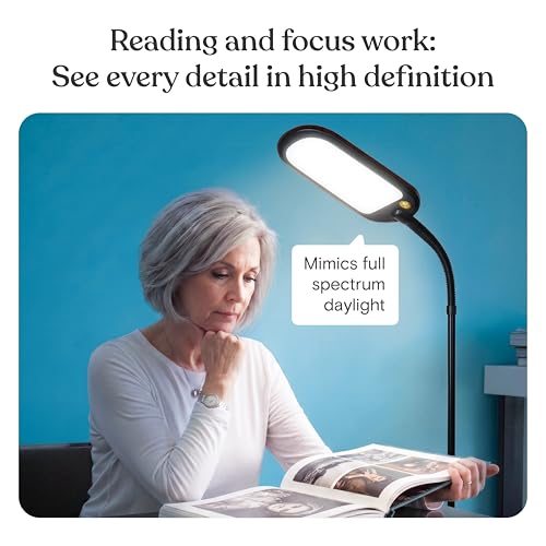 Brightech Litespan Slim LED Floor Reading Lamp - Modern Tall Lamp with Adjustable Gooseneck for Living Rooms & Offices - Dimmable Crafts Work Light - Brown - color: Havanah Brown
