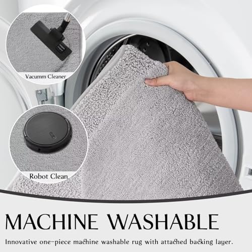 DEXDE Bathroom Rugs Non-Slip Mat for Bathroom Floor Shower,24x16 Gray