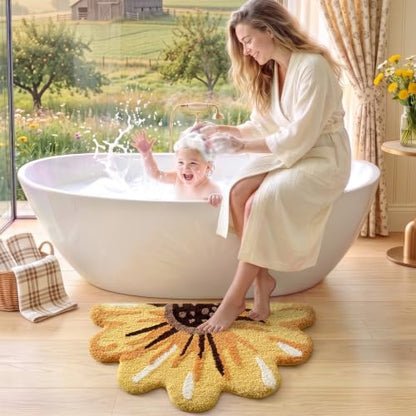 LUMI Floral Bathroom Rug, Absorbent Non Slip Bath Mat, 24"x43" - color: Floral-sunflower-large