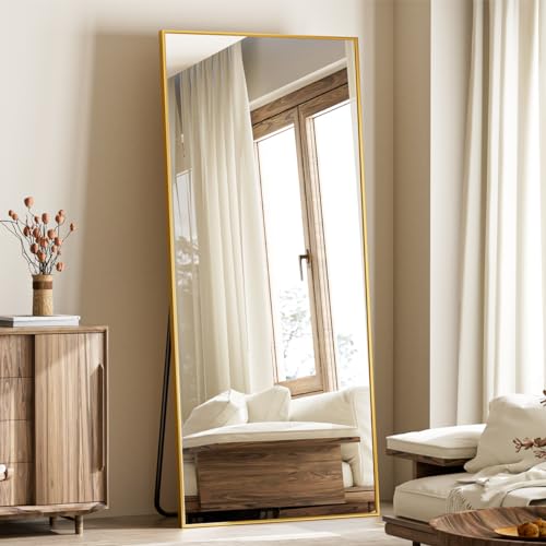 Koonmi 64"x24" Floor Mirror Full Length, Large Gold Mirror - color: Gold, size: 65"L x 24"W