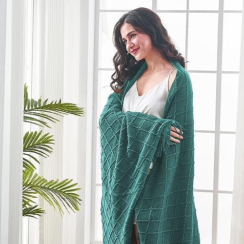 inhand Blue Knitted Throw Blanket for Couch and Bed, 60"x80" - color: Blue, size: 60"x80"