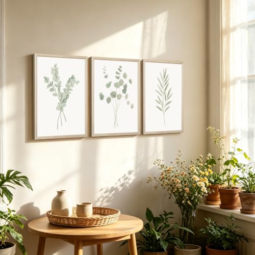 Sage Green Botanical Wall Art Deor Eucalyptus Leaf Pictures Plant Prints - color: Botanical Art, size: 16"L x 12"W