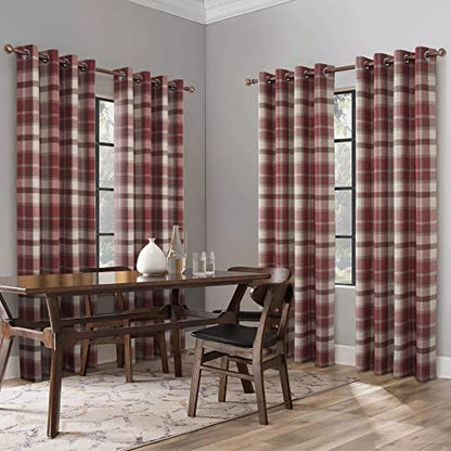 always4u Classic Red Plaid Curtains Highland Woolen Look Tartan Farmhouse Window Treatment Grommet Checked Curtains for Living Room Bedroom 2 Panels 45 * 95 Inches - color: Classic Red, size: 45"W x 95"L (Pack of 2)