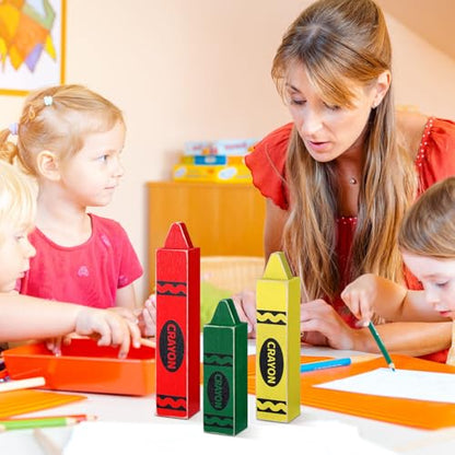 3 Pcs Back to School Wooden Crayon Shaped Classroom Table Decor
