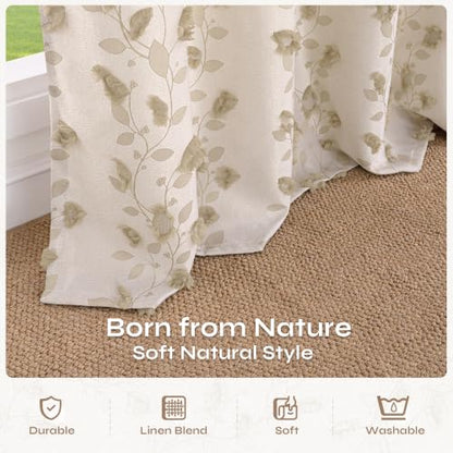 BGment Jacquard Linen Curtains for Living Room 84 inches Long - 2 Panels - color: Beige, size: 52"W x 84"L (Pack of 2)