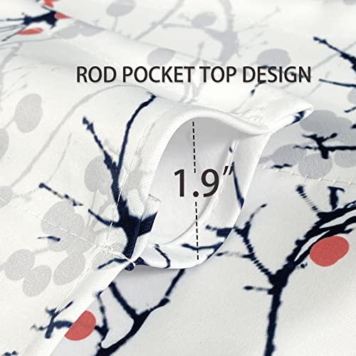 poefun 4 Panels Blackout Curtain Valances for Windows/Bedroom/Living Room/Bathroom/Farmhouse/Laundry with Rod Pocket 52 x 18 Inches Long, Black Tree Branch Valance - color: Tree Branch Cherry Black, size: 52"W x 18"L (Pack of 4)