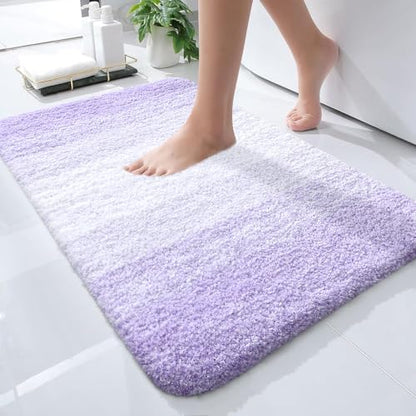 OLANLY Small Bathroom Rugs 24x16, Extra Soft Absorbent Microfiber Bath Rugs - color: Light Purple, size: 24" X 16"