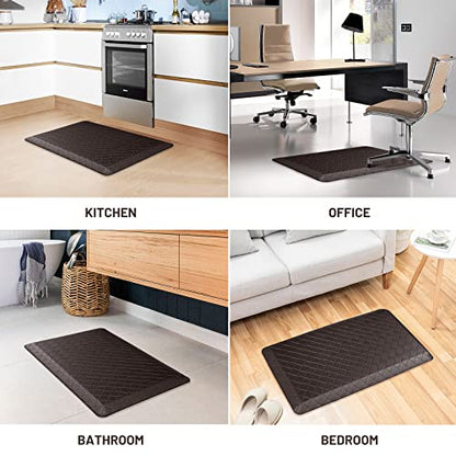 HappyTrends Kitchen Floor Mat - 4/5 Inch Thick Anti-Fatigue Kitchen Rug - color: Chocolate, size: 28"L x 17.3"W x 0.8"Th