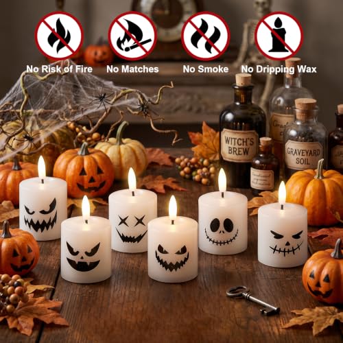 GenSwin Halloween Flameless Votive Candles with Remote Wax - color: 6- Wax Ghost Face