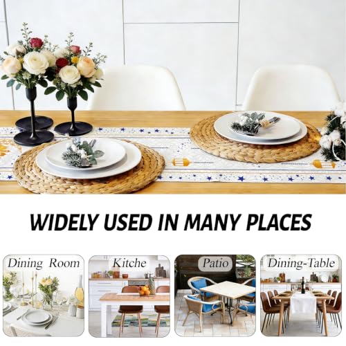 Ramadan Eid Mubarak Table Runner, Golden Crescent Moon Lantern Decorative - color: Muslim Holiday